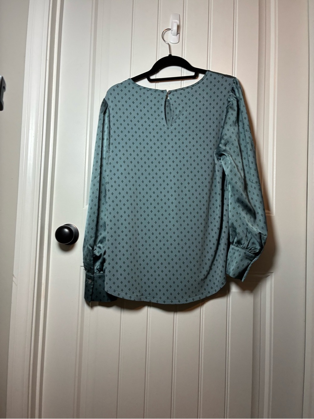 Ann Taylor Teal-Green Printed Long-Sleeve Blouse - Picture 3 of 3